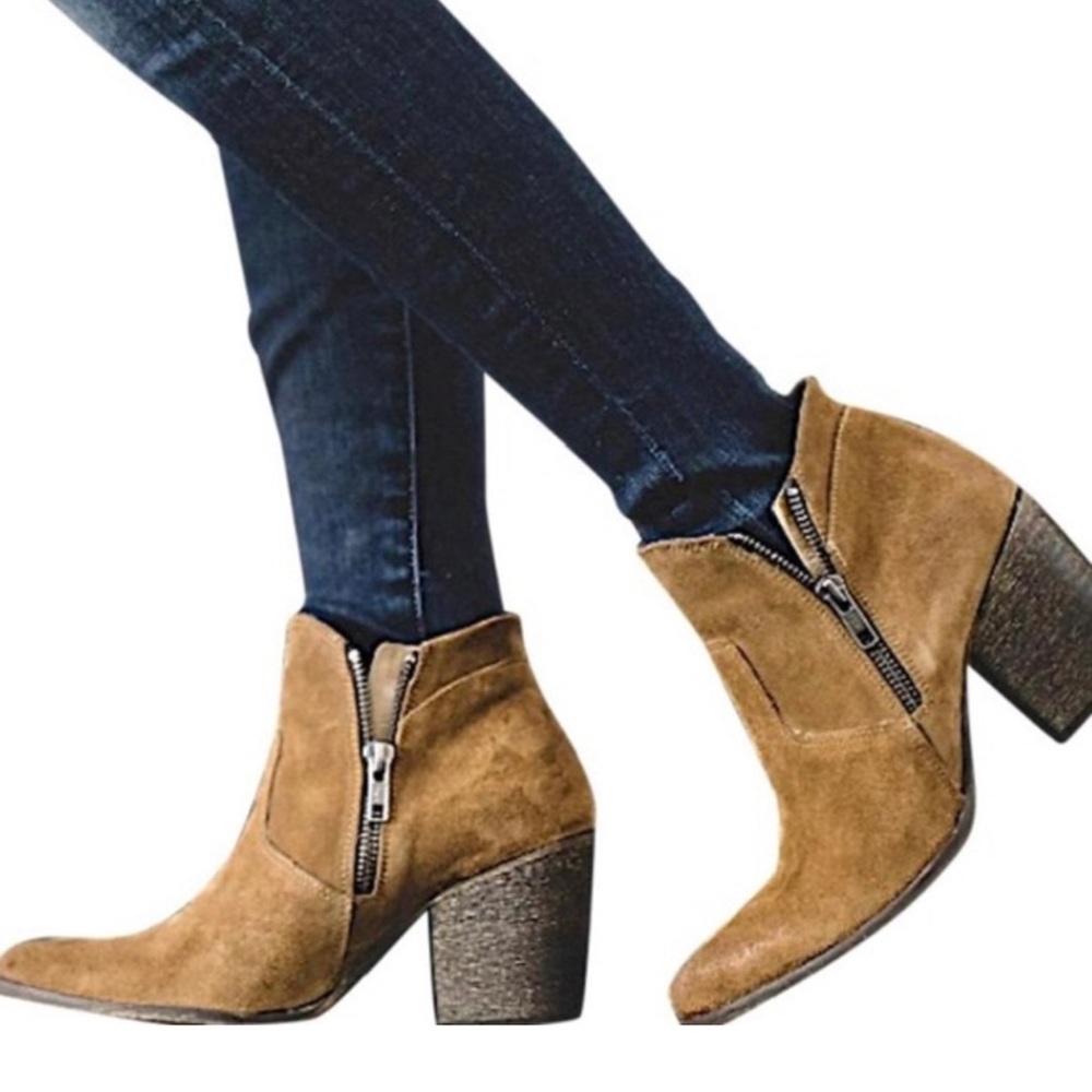 Freebird by Steven Tan Suede Zipper Ankle Boots
